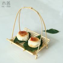 Mu Shan bamboo products bamboo bar snack basket refreshment basket fondue barbecue tableware small basket creative dish