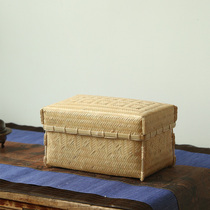 Tea set tea ceremony tea cup storage box bamboo hand-woven antique tea room portable home high-grade vintage