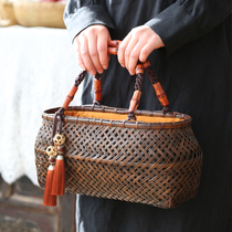 Handmade Day Style Bamboo Woven Bag Handbags Women Bamboo Bag Tea Dau Hand Carrying Bag Tea Man Zen portable tea set containing bag