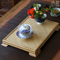 Bamboo-made tray true color tea set with tray tea cup shelf retro tea tray small tray tea table