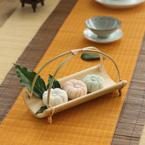 Tea tray Tea towel holder Small fruit basket Bamboo towel rack seat Small basket Snack plate Kung Fu tea accessories