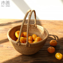 Wooden rattan basket Egg basket Picking basket Small basket Coffee table Fruit basket Fruit basket Bamboo basket Picnic basket