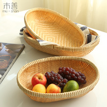 Mu Shan bamboo basket snack basket small fruit plate fruit basket bamboo basket bamboo snack candy plate fruit basket bamboo dustpan