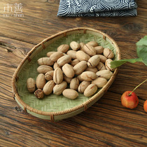 Mu Shan small bamboo basket Bamboo basket Fruit plate snack plate Bamboo fruit plate Bamboo dustpan vegetable basket bun basket Snack basket