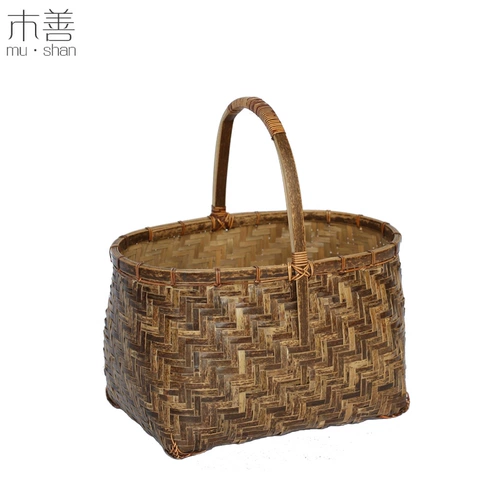 Мушан бамбук корзина бамбука продукт бамбук маленький баскетбольный баскетбольный бассейн творческая корзина для печени бамбука цветочная корзина