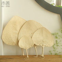 Mushan big Fan hand-woven summer hand fan to cool grass woven fan brown leaf fan to enjoy the cool of banana fan