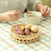 Mu Shan bamboo basket Snack basket Snack basket Bamboo basket fruit basket Hot pot shop basket steamed bun basket fruit plate