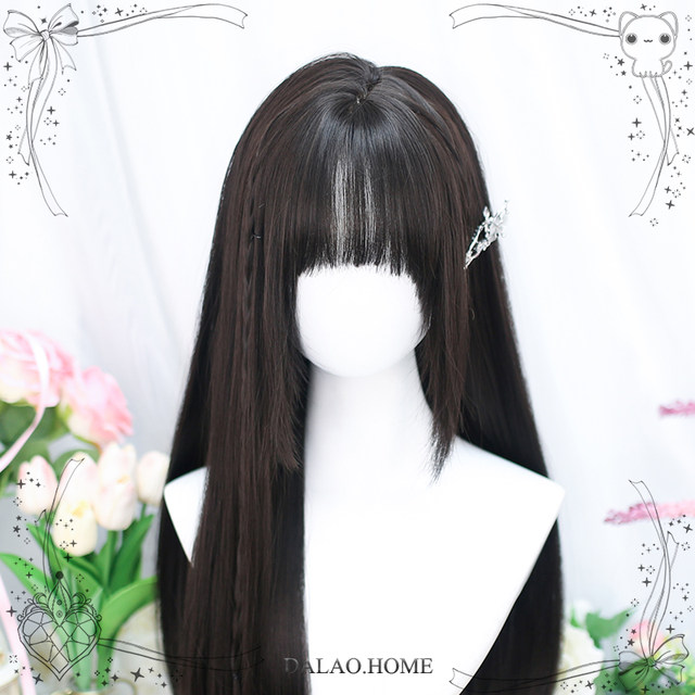 Ganglaojia wig ຊຸດເຕັມ Lolita ຜົມຍາວຊື່ 2083 ນັກສຶກສາຮຸ່ນຈໍາລອງປະຈໍາວັນ wig ເຕັມຊຸດ