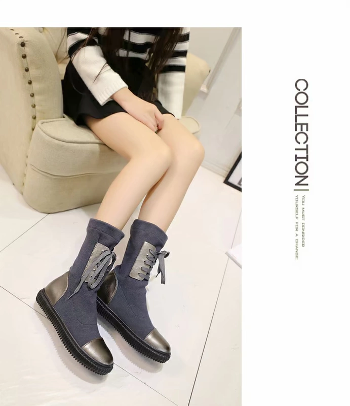 Giày cao cổ châu Âu 2017 mùa thu và mùa đông mới giày boot nữ đẹp hàng hiệu