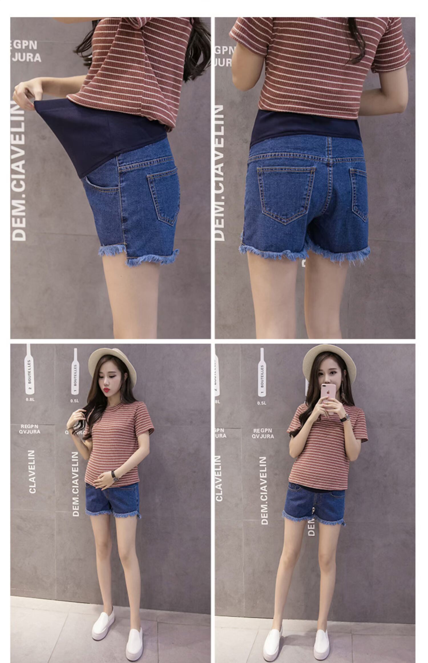Bà bầu denim quần short hè 2019 thời trang mẹ mặc quần legging legging lửng mỏng mùa hè cho bà bầu - Phụ nữ mang thai quần / quần bụng quần bầu legging