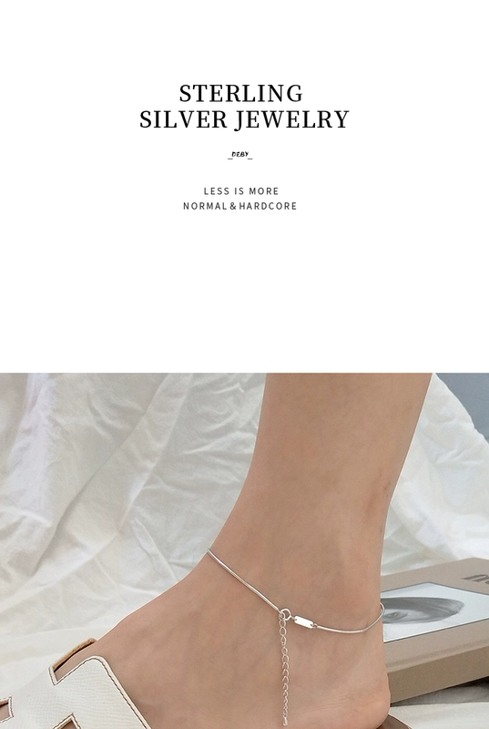 925 sterling bạc rắn xương vòng chân nữ chuỗi mắt cá chân mỏng 2019 phiên bản tiếng Hàn mới của sinh viên đơn giản lạnh chân gió vòng chân vòng chân cho nữ