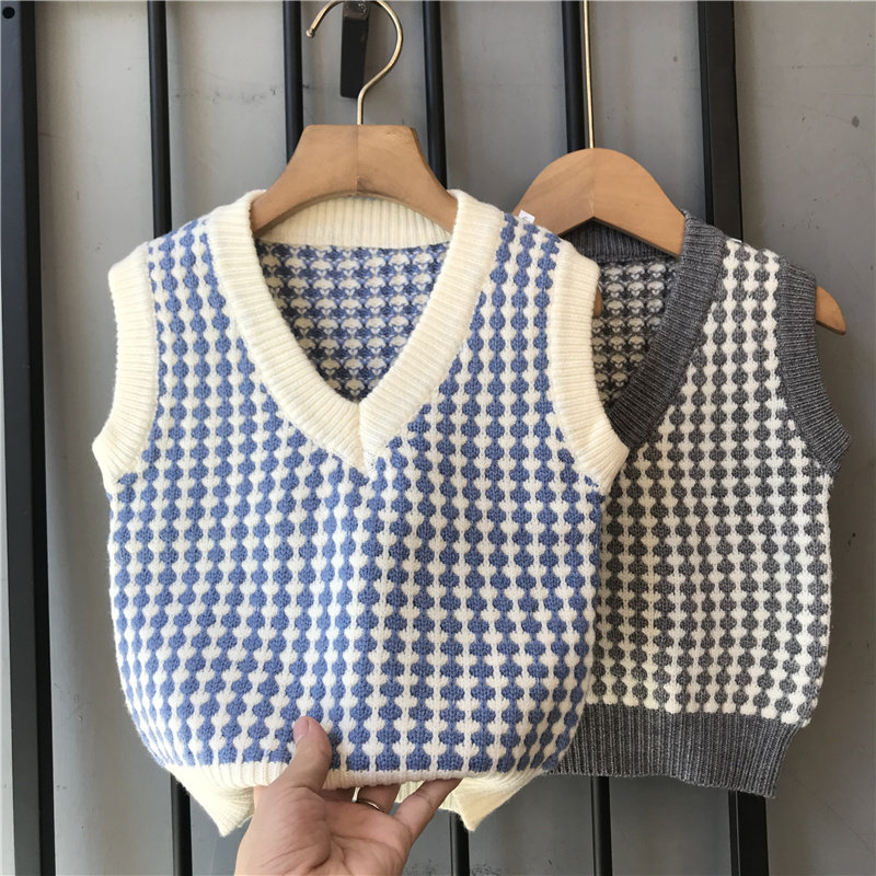 Male baby sweater waistcoat worn out by foreign pine boy autumn clothing knitted spring autumn and winter baby boy with waistcoat vest child