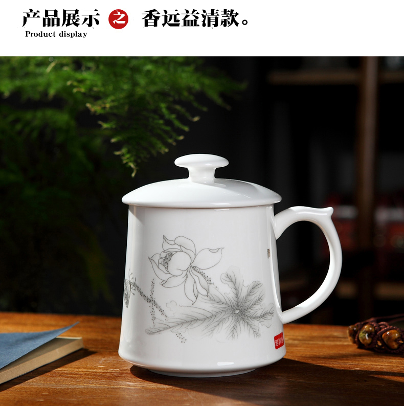 Ya cheng DE gen cups of tea every ceramic cups, large capacity cup with cover glass working meeting of the custom LOGO