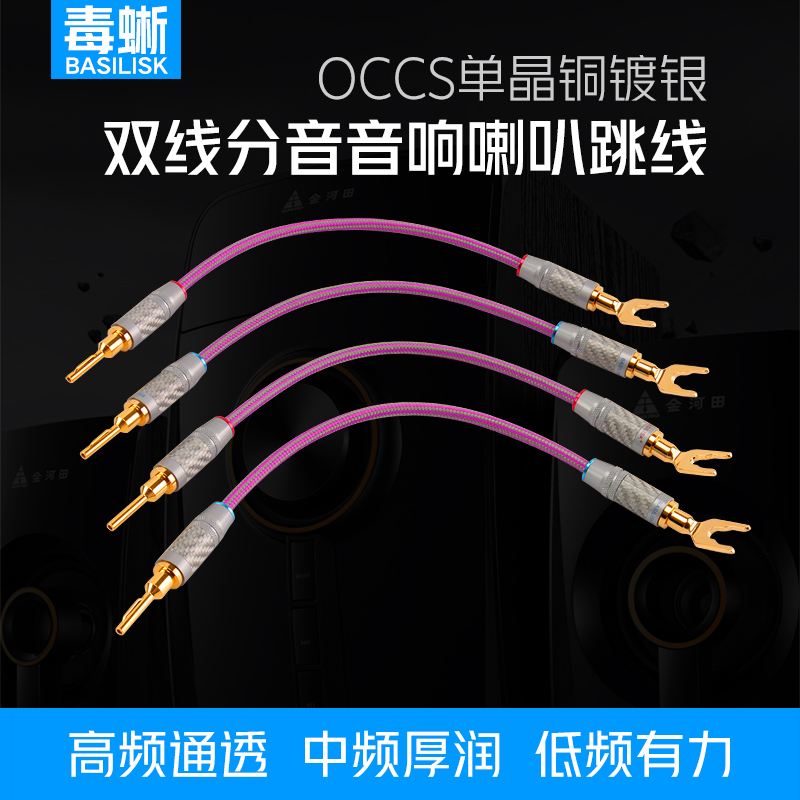 Poison Lizard Single Crystal Copper Silver-Plated Audio Jumper Dual-Wire Crossover Bridge Cable Audiophile-Grade Speaker High and Low Frequency Connection Cable