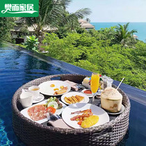 Bali Water Floating Breakfast Tray Vietnamese Net Red Rattan Basket B&B Hotel Afternoon Tea Pool Plate