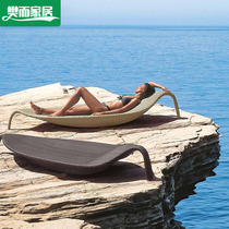 Outdoor style garden leisure furniture fashion creative leaf reclining chair outdoor seaside beach rattan reclining bed