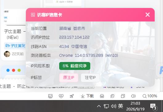 子比主题 —  访客信息卡【通用】-比子博客