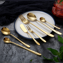 304 stainless steel spoon eating fork Iron rice spoon Fork adult large Korean long handle household spoon soup spoon