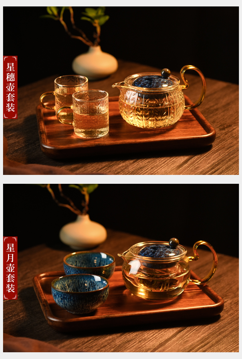 Ceramic teapot story filter glass thickening high - temperature floret teapot tea tea set