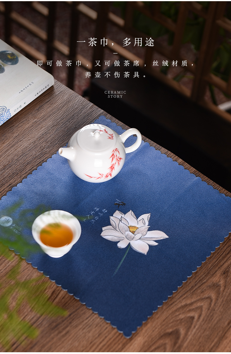 Story of pottery and porcelain tea towel thickening suction a pot of zen tea table cloth towel wipes coloured drawing or pattern of high - grade tea table cloth pad