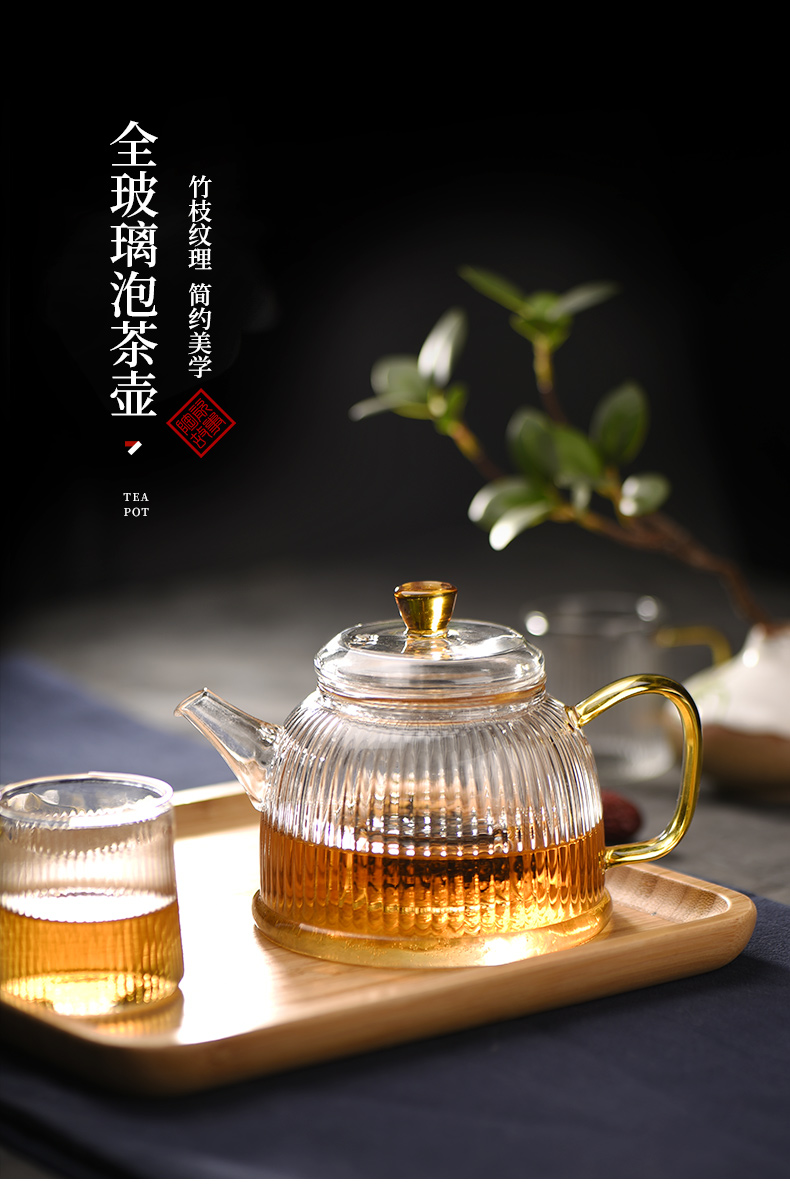 Ceramic story glass teapot household high - temperature water separation teapot upset little teapot tea set