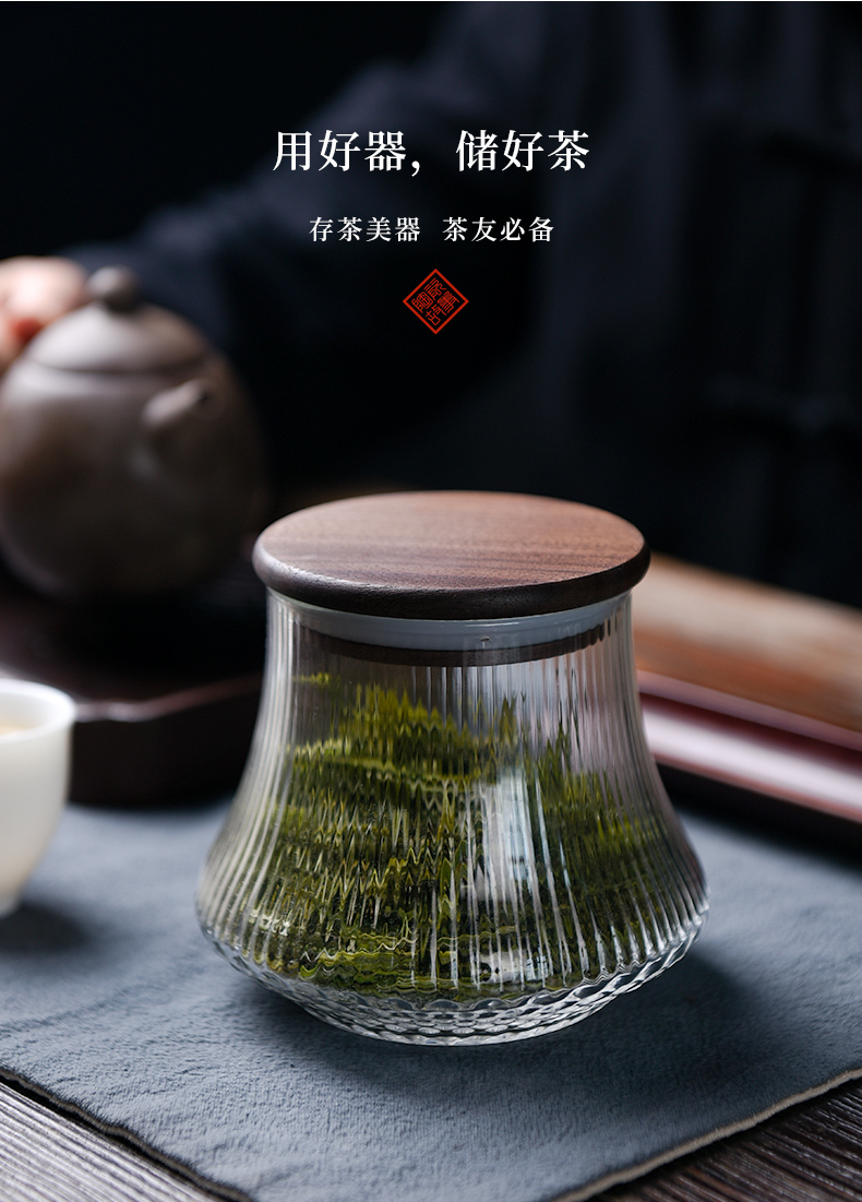 Ceramic story caddy fixings glass sealed storage tanks creative warehouse Chinese pu 'er tea pot moistureproof jar