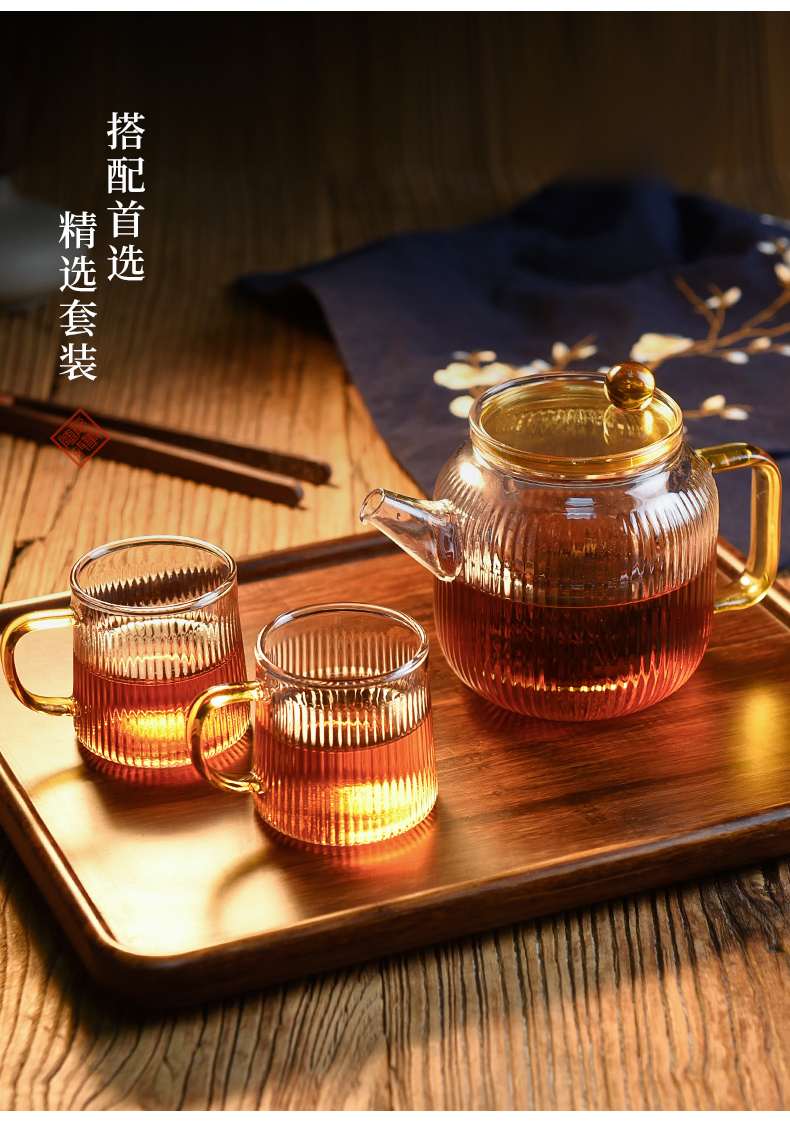 Ceramic story glass teapot high - temperature thickening web celebrity teapot tea separation Japanese flower teapot tea set