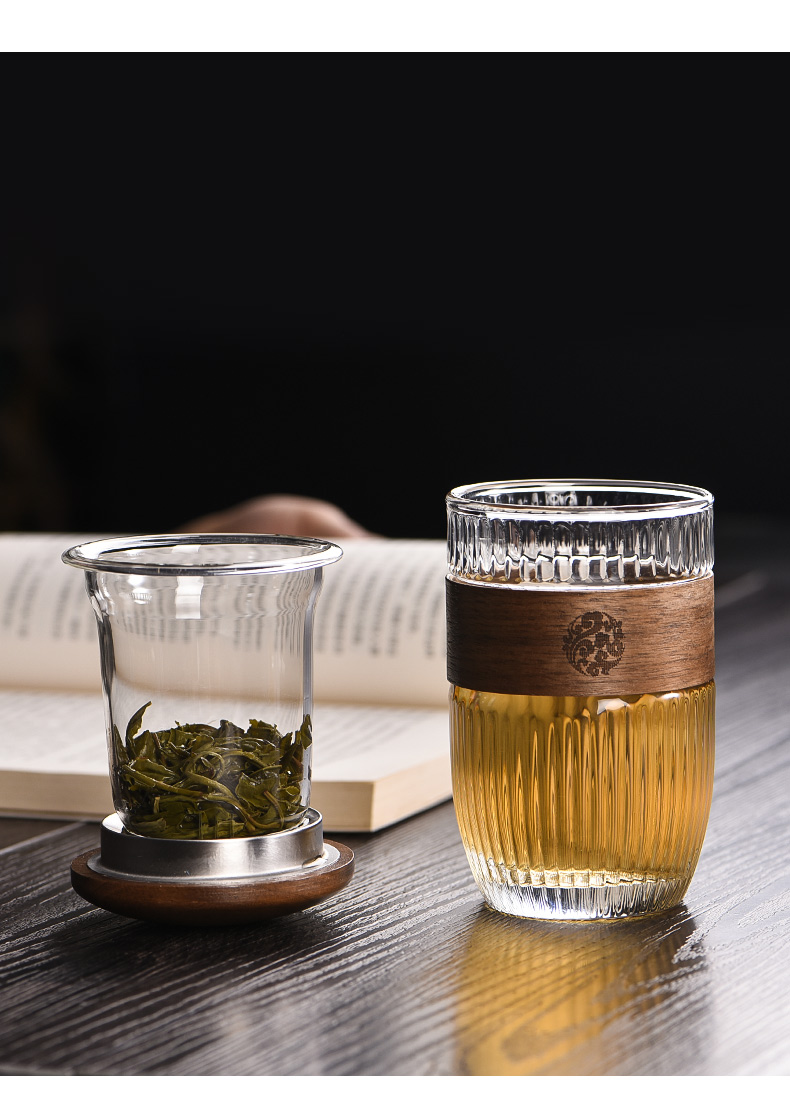 Ceramic separation story make tea cup men 's high - grade glass tea cup getting office filtering large capacity water glass