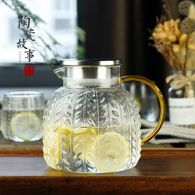 Cold water bottle glass ceramic story high - capacity Nordic creative drinking cup suit pot of high - temperature of Cold water