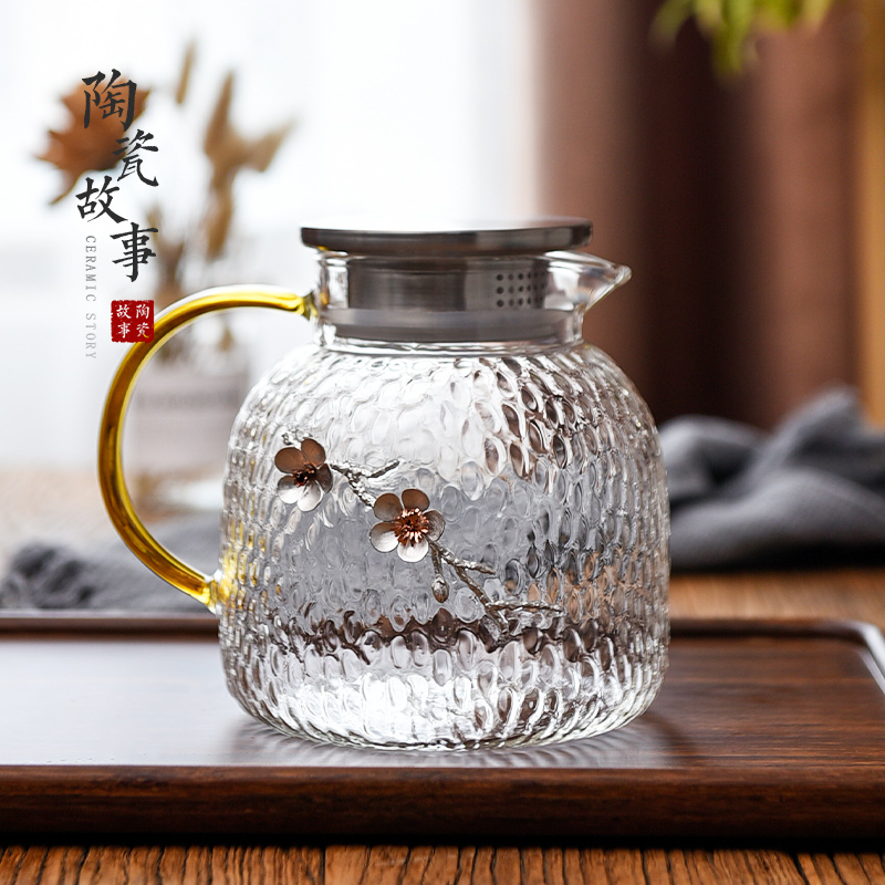 Ceramic story more creative cold glass suits for stick kettle tin heat explosion cold boiled water household glass kettle