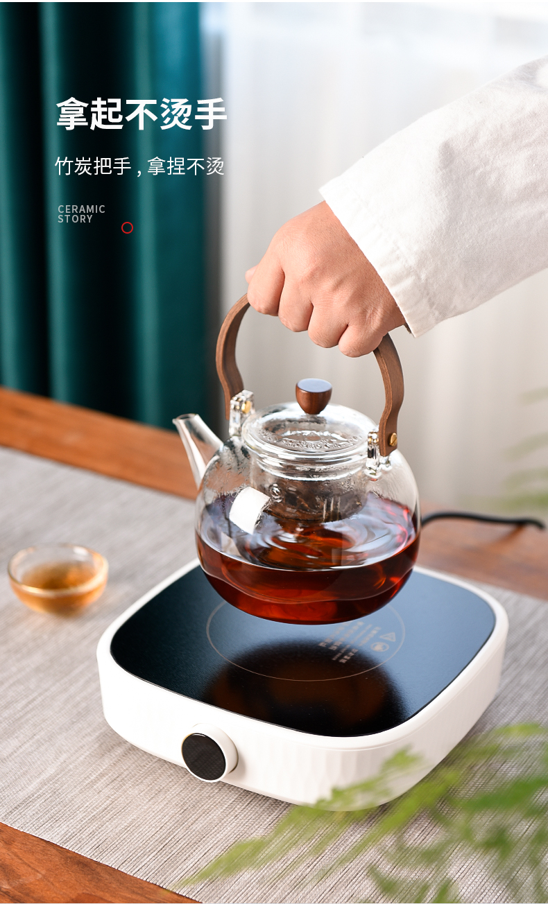 Electric ceramic story TaoLu boiling kettle black and white tea kettle electrothermal household cooking tea tea stove small glass