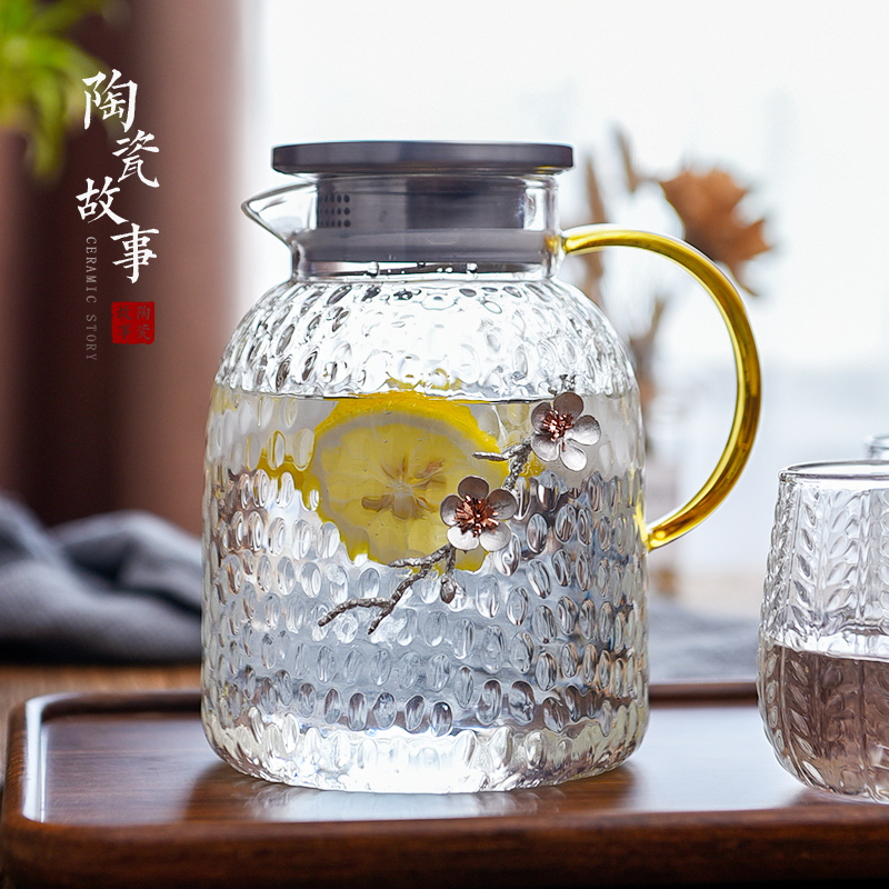 Ceramic story more creative cold glass suits for stick kettle tin heat explosion cold boiled water household glass kettle