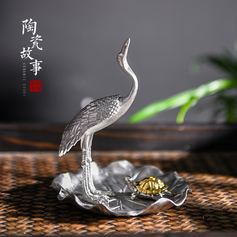 Pure tin ceramic story line xiang xiang inserted kung fu tea tea accessories creative furnishing articles pet upscale incense zen censer