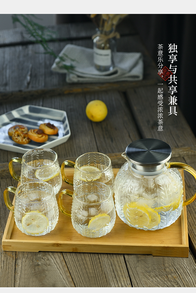 Cold water bottle glass ceramic story high - capacity Nordic creative drinking cup suit pot of high - temperature of Cold water