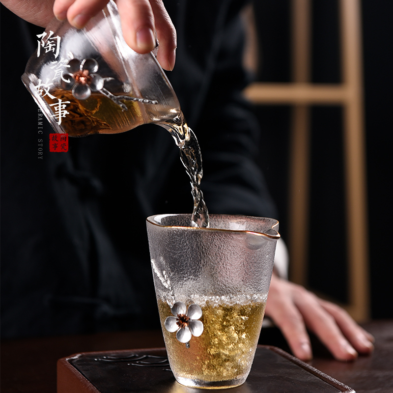Ceramic story tureen household Japanese contracted and high temperature resistant glass hammer kung fu tea sets tea bowl cups