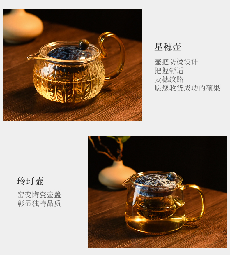 Ceramic teapot story filter glass thickening high - temperature floret teapot tea tea set