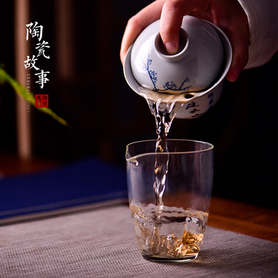 Ceramic story poems make tea tureen kung fu tea cups small hand - made of a single one in three of the bowl bowl