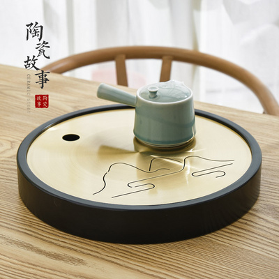 Ceramic tea tray was Japanese zen story's brass dry tea sets tea saucer sea water household creative kung fu tea set
