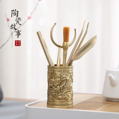 Ceramic story pure copper 6 gentleman kung fu tea set with parts ChaGa needle knife Japanese kung fu tea tea tea sets