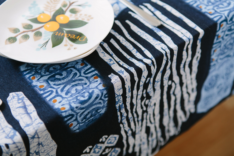 Vintage phong cách dân tộc cotton và khăn trải bàn Khăn trải giường Trung Quốc phong cách vải màu xanh và trắng bàn vải bàn cà phê vải bìa bàn máy tính vải vải khăn trải bàn ghế gỗ