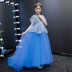 Trẻ em váy công chúa váy xanh đuôi váy sân khấu trình diễn catwalk trang phục mùa thu và mùa đông mới buổi tối bộ vest hàn quốc cho bé Váy trẻ em