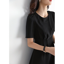 2021 light luxury new age-reducing summer Hepburn giant thin pleated waist small man medium-long hanging dress