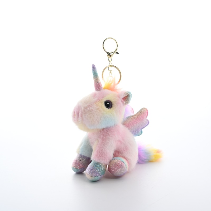 Plush Doll with Colorful Angel Wings, Long Soft Rainbow Wings, New Keychain Pendant, Pink Unicorn Gift Plush Doll with Colorful Angel Wings, Long Soft Rainbow Wings, New Keychain Pendant, Pink Unicorn Gift