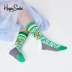 HappySocks Thủy triều Thụy Điển thương hiệu sọc màu thể thao nam ống vớ trong nữ phim hoạt hình thủy triều vớ bông mùa thu và mùa đông - Vớ thể thao