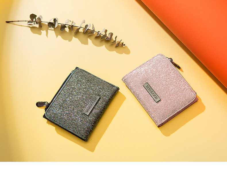 бумажник paparazzi2023新款钱包女短款拉链两折叠皮夹子时尚韩版潮零钱包