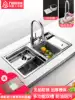 Prussian 304 stainless steel sink double sink T8701 kitchen household washing basin thickened under-table basin dishwashing tank