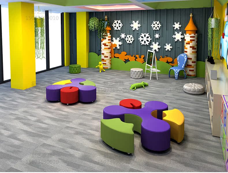Sofa hình thiết kế sáng tạo đồ nội thất bến tàu phân tử trung tâm mua sắm giải trí khu vực chờ thư viện mẫu giáo kết hợp sofa - Nội thất khách sạn tủ quần áo nhựa