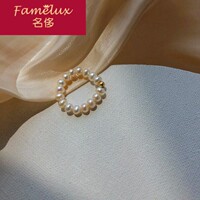 Pearl wire ring for women 14K gold-filled round beads personalized internet celebrity temperament ins index finger simple ring WL0508
