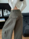 Retro Gray Green Scimitar Overalls Women's Autumn 2025 New High Waist Slim Small Sports Casual Wide Leg Pants