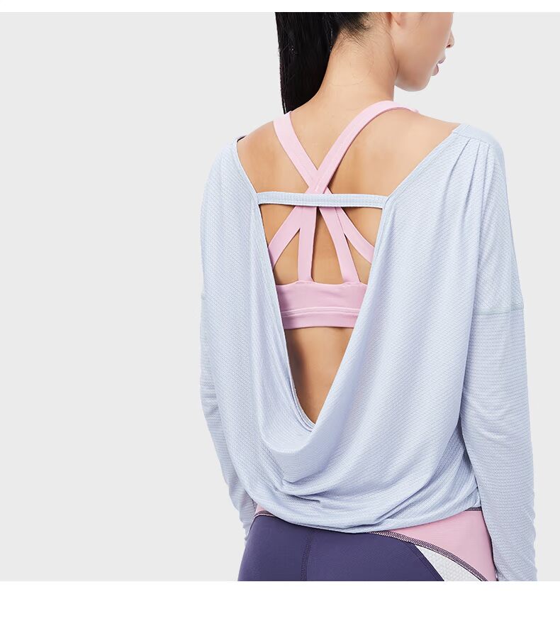 Chống nhăn làm đẹp lưng áo rộng cổ tròn thể thao áo thun dài tay thấm mồ hôi quần áo yoga hàng đầu T005 MAIA ACTIV áo thun adidas nam cổ tròn
